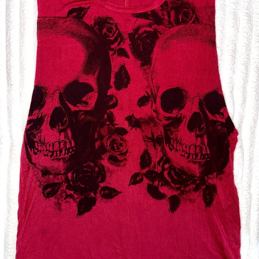 Edgy Red Skull Graphic Tank Top